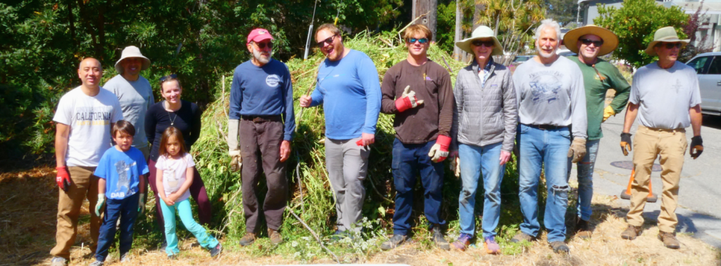 A group of Pacific Beach Coalition volunteers at the Calera Creek habitat restoration