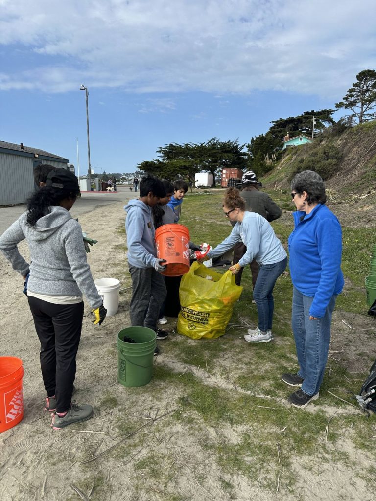 Volunteers at a PBC beach cleanup discard of trash collected